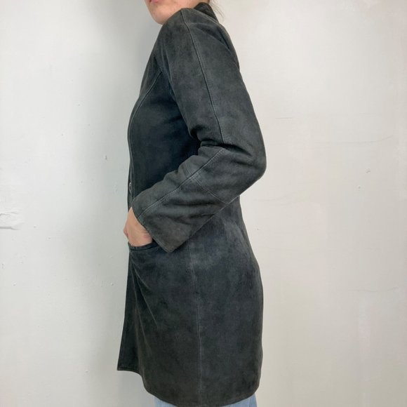 L - Vintage Versus by Versace Suede Leather Coat - Picture 3 of 7